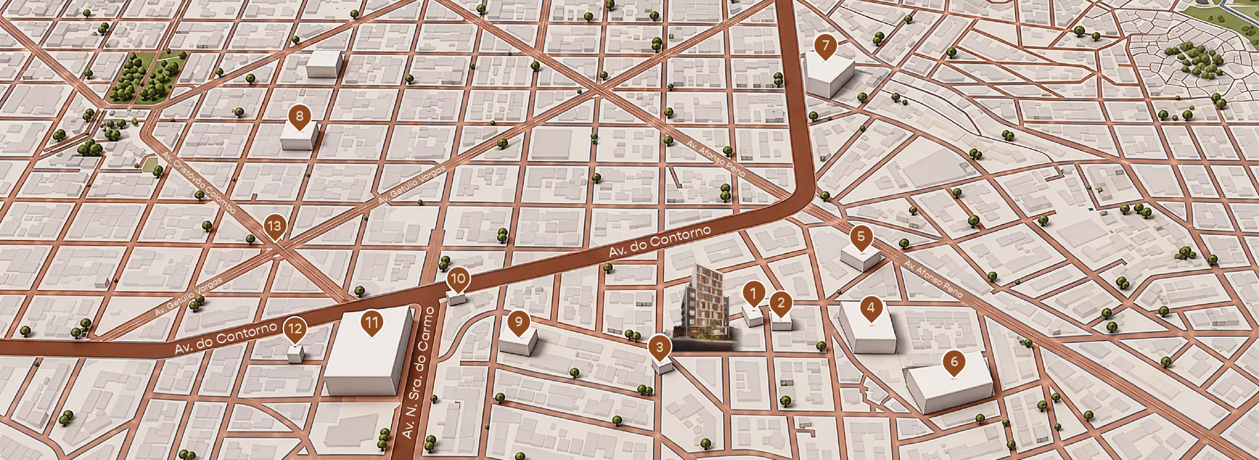 Mapa do bairro Cruzeiro, em Belo Horizonte