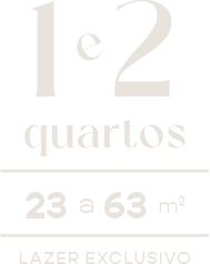 1 e 2 quartos, 23 a 63 m², lazer exclusivo